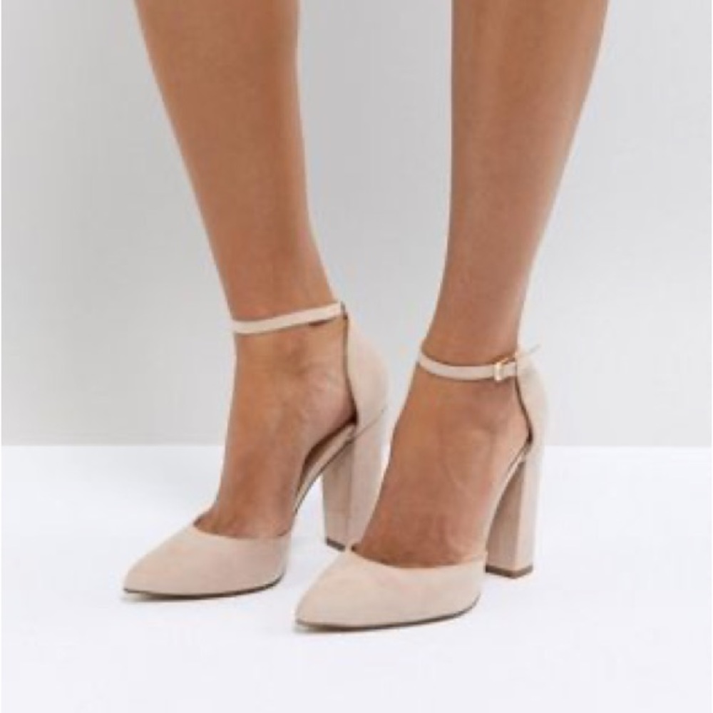 ALDO Nicholes heeled pumps with ankle strap in beige